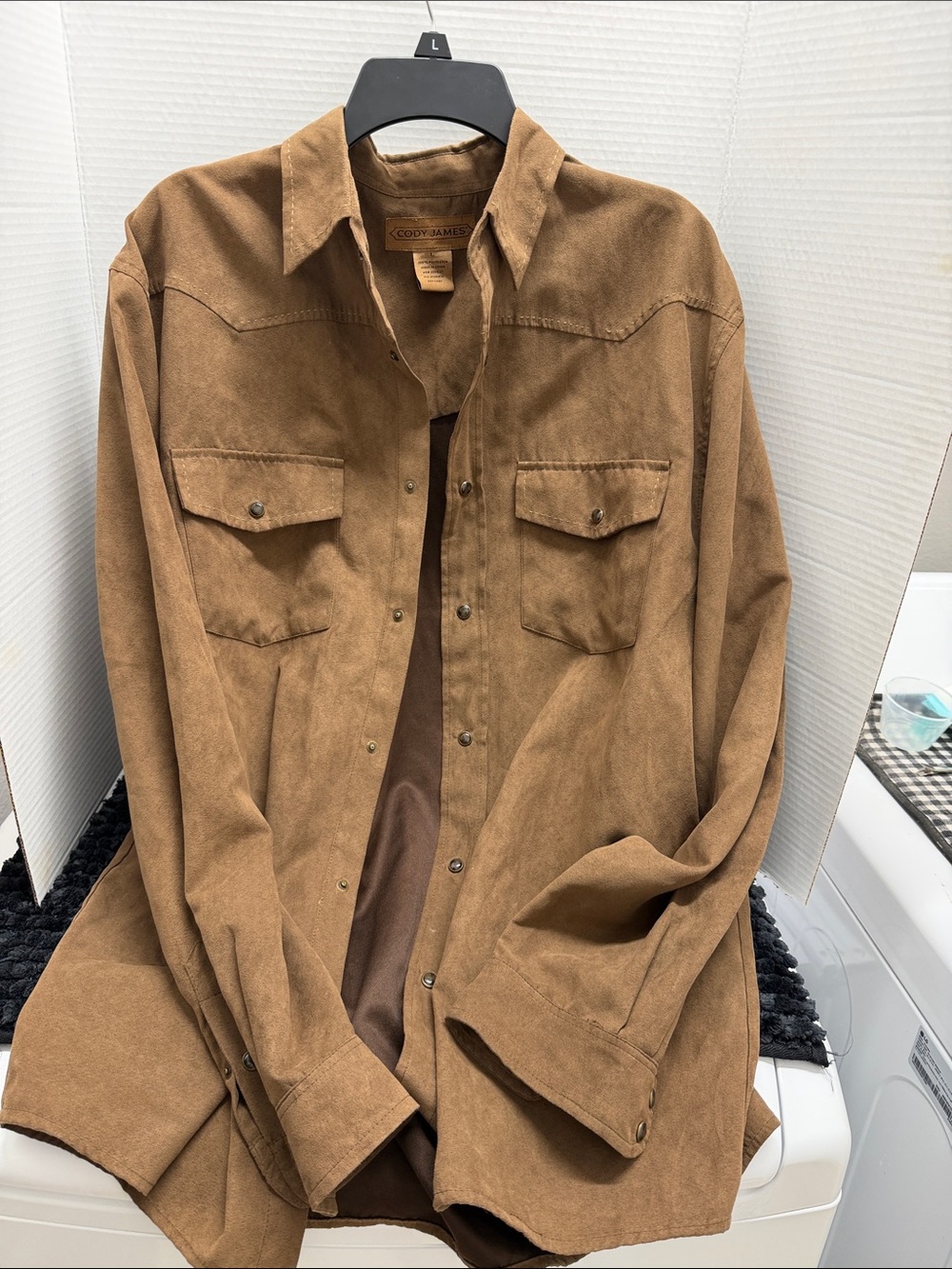 Men's Tan Suede-Style Western Shirt Jacket